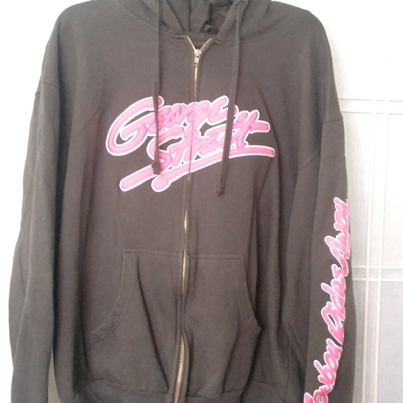 George Strait Cowboy Rides Away Grey Front Zip Hoodie Hot Pink Graphics Large - Picture 2 of 5